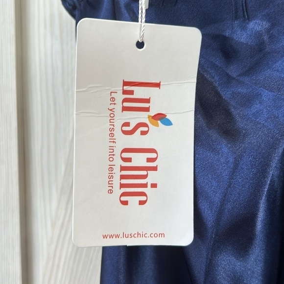 Lus Chic NWT Navy Pajama Slip with Scalloped side slit Sz 3X - Picture 5 of 15